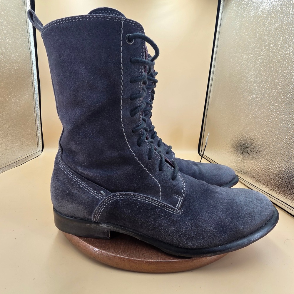 Vero Cuoio Mens Navy Blue Suede Combat Boots Made in Italy WCSF11 00GR 42